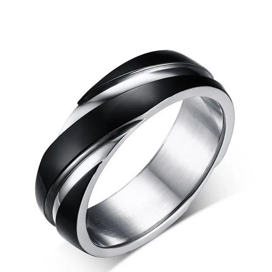 Black Titanium Steel Twill Men's Ring-Undefyning Lynes